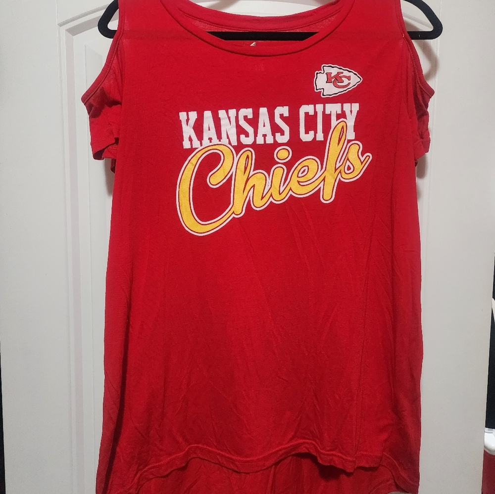 Womens Kansas City Chief Cute Cold Shoulder top